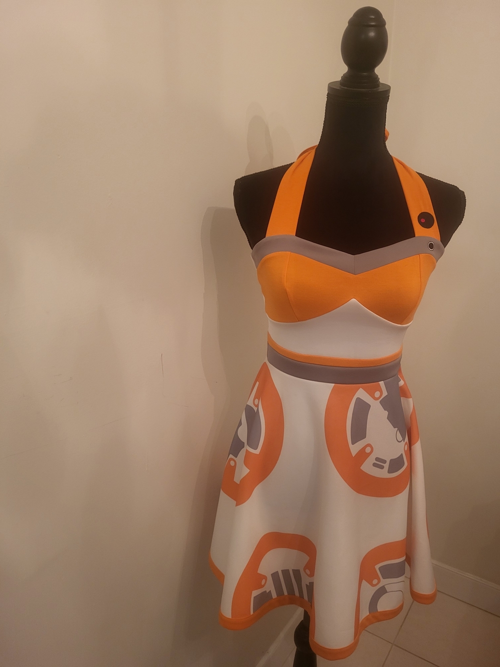 Her Universe Orange, White & Gray Star Wars BB‑8 Halter Dress